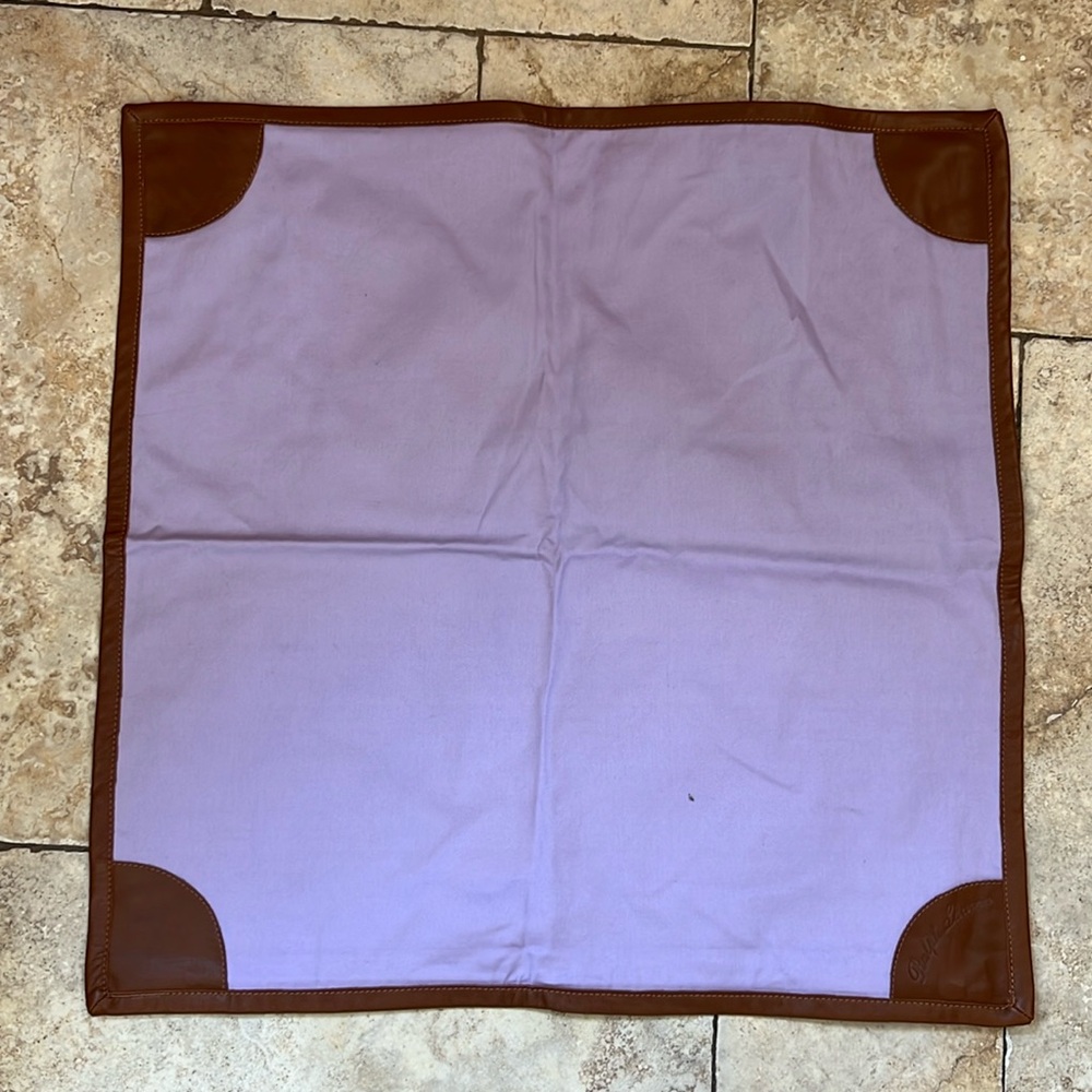 New Ralph Lauren home Sham Pillow case , trim w/ faux leather.
